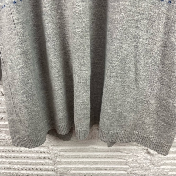 Talbots Lambswool Blend Open Front Long Cardigan Gray & Blue Nordic Print XS - Picture 13 of 16